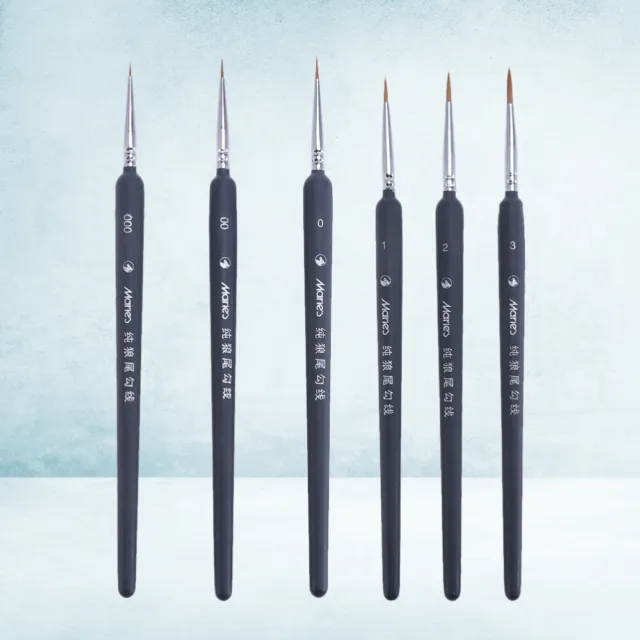 6 Pcs Line Drawing Pen Mini Paint Brushes Manicure Paintbrush Wolf Hair