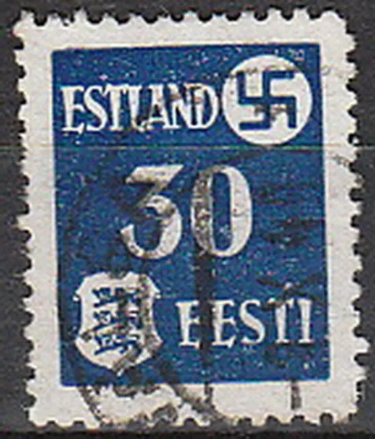 Stamp Germany Estland Mi 03 WWII 1941 War Occupation Emblem Estonia Used