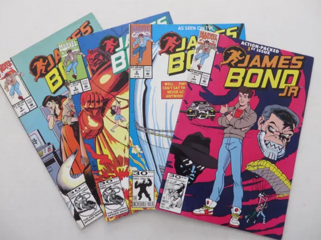 JAMES BOND JR JUNIOR MARVEL COMICS x4 1, 2, 3, and 5, IAN FLEMING. All like NEW