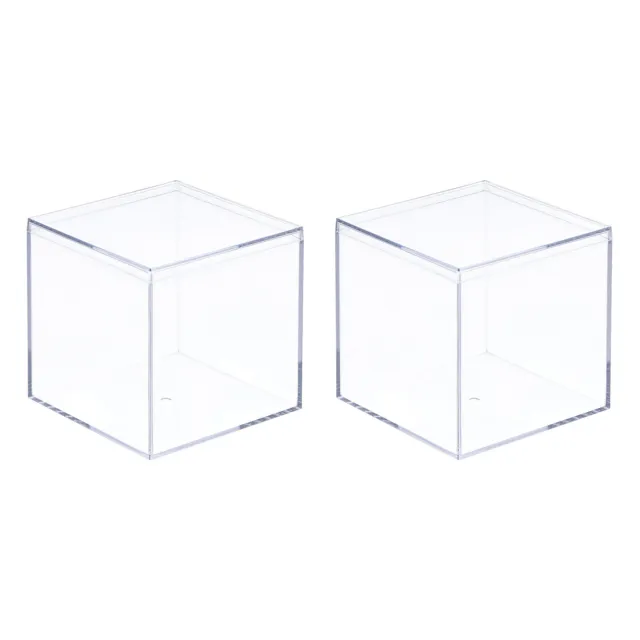 Acrylique Rangement Carré Cube Couvercle 5,1x5,1x5. 1cm Conteneur Paquet de 2