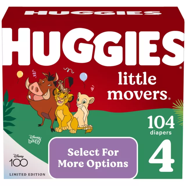 Huggies Little Movers Baby Diapers, Size 4, 104 Ct (Select for More Options)