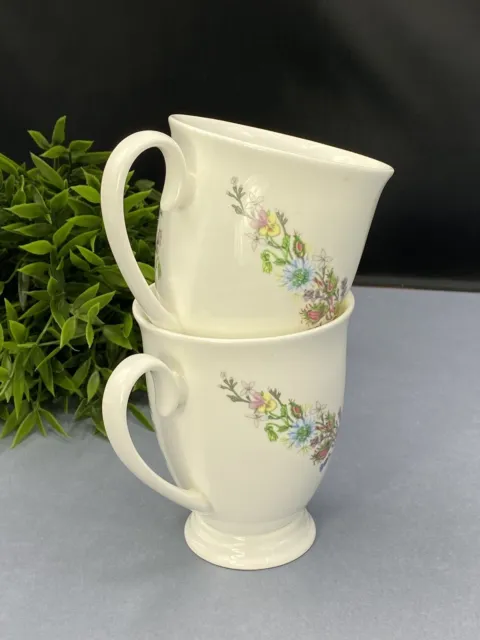 Aynsley Fine Bone China Wild Tudor Pair Of 10cm Footed Tea Coffee Mugs 2