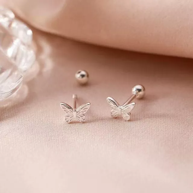 1 par de pendientes huecos de oreja hueso uña mariposa brillante q