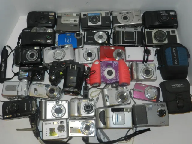 Lot of 35 Digital Camera & 35MM Film + extras Canon Sony Nikon UNTESTED VINTAGE