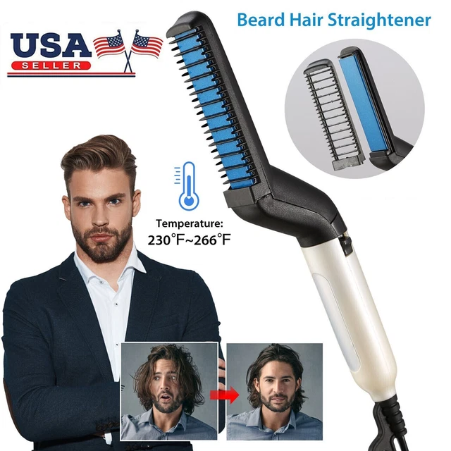 Quick Beard Straightener Multifunctional Hair Comb Curling Curler Show Cap Mens