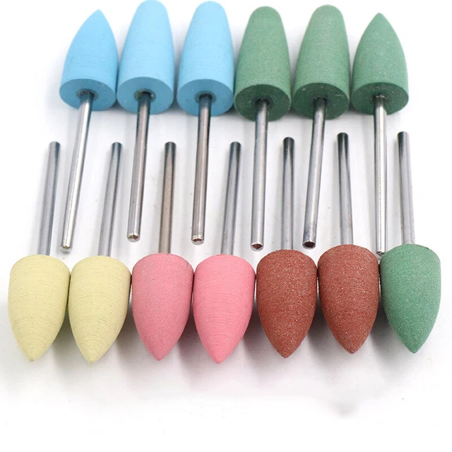 Bullet Polishing Wheel Rubber Fine Grit Buffing 4-10mm Sharp/Round 2.35mm Shank
