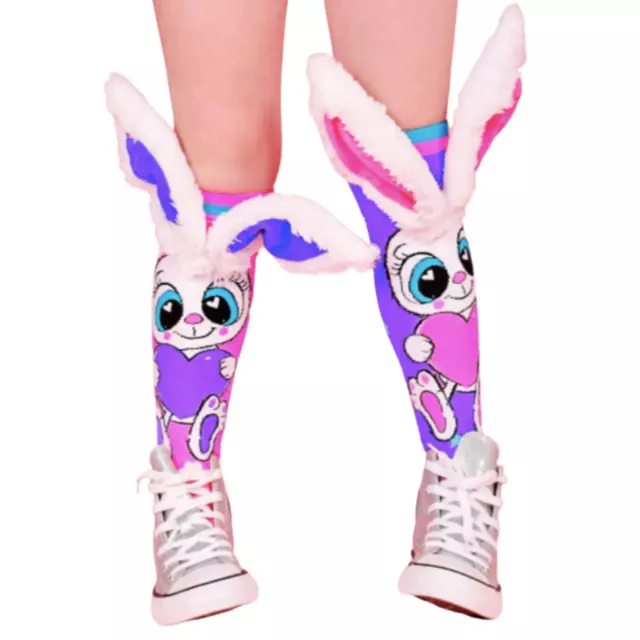 MADMIA Funny Bunny Kids & Adults Long Knee High Socks - Girls Pair - purple/pink 2