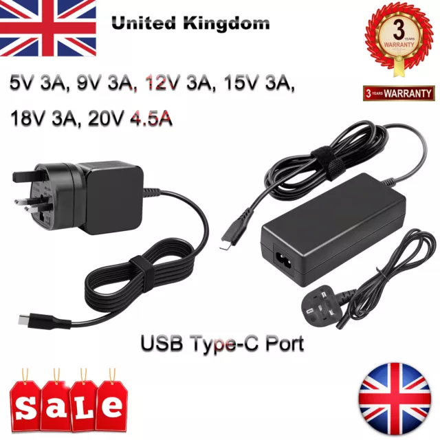 90W Universal USB-C Type-C AC Adapter Laptop PD Power Supply Charger Cable Cord
