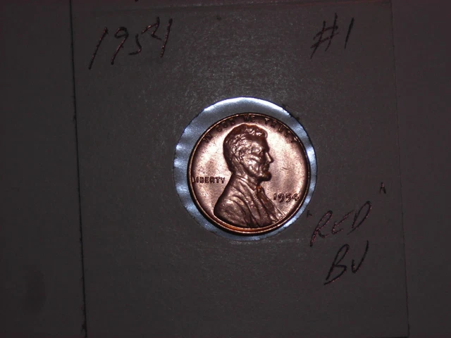 wheat penny 1954 NICE RED BU 1954-P LINCOLN CENT LOT #1 UNC RED LUSTER