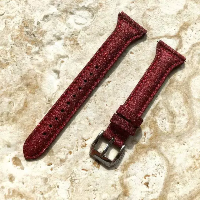 Rosso Glitter Sottile Pelle Fascia Cinturino per Garmin Forerunner 255 - B22