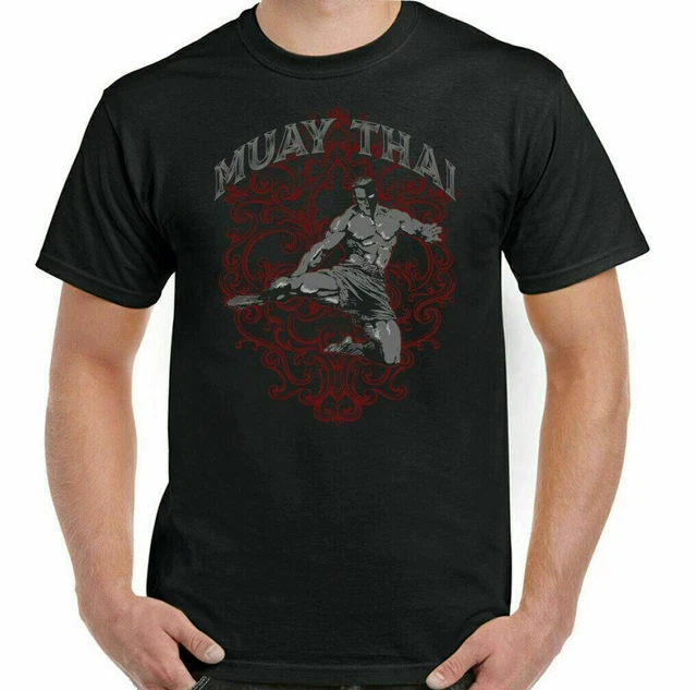 MUAY THAI T-SHIRT UFC MMA Martial Arts Thailand Training Top Gym TIGER Gloves
