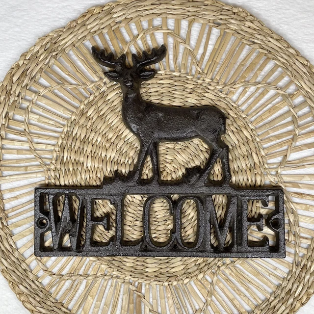 Deer Welcome Cast Iron Hanging Sign Cabin Decor Home Decor Welcome Sign