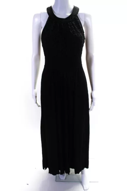 Calvin Klein Womens Sleeveless Crochet Maxi Dress Black Size 2