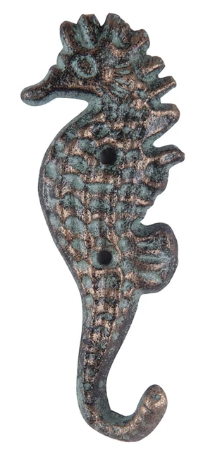 Seahorse Verdi Green Single Wall Hook Cast Iron