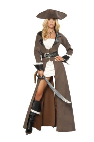 Roma Costume Deluxe 4 Piece Pirate Captain Costume, Distressed Brown, X-Large