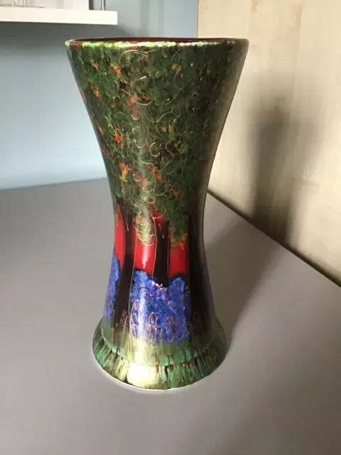 ANITA HARRIS ART POTTERY 25cm DIABLO VASE THE BLUEBELL WOOD DESIGN SIGNED GOLD