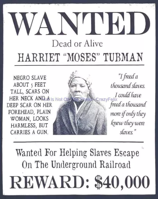 1885 Harriet Moses Tubman Minty Civil Rights War Negro Slave Reward Photo 487C