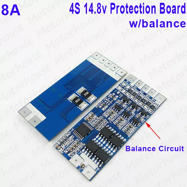 4S 14.8V Li-ion Lithium Cell 8A 18650 Battery Protection BMS PCB Board w/Balance