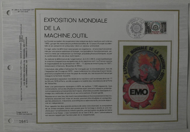FEUILLET CEF 1ER jour 308 Soie 1975 Exposition Mondiale de la Machine ...