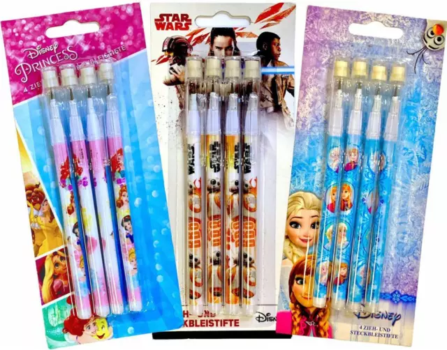 4 x Disney, Frozen Star Wars Pop Up Stifte verpackt hübsche Bilder auf jedem Bleistift