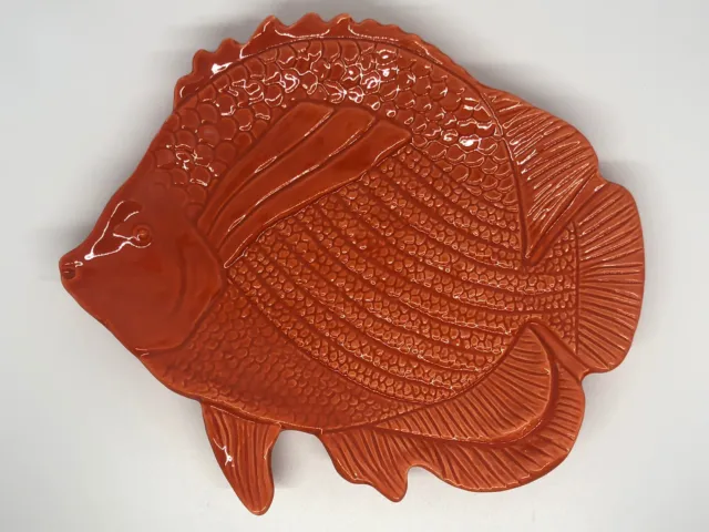 Magenta Fish Plate Orange  Nautical Coastal Beach Decor 9” X 7.5”