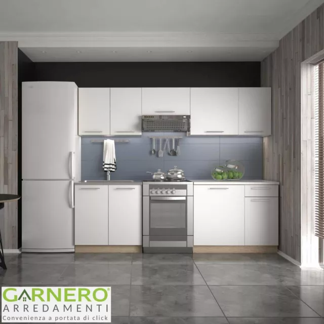 Cucina moderna bianca componibile completa URBAN standard 240 cm pensili design