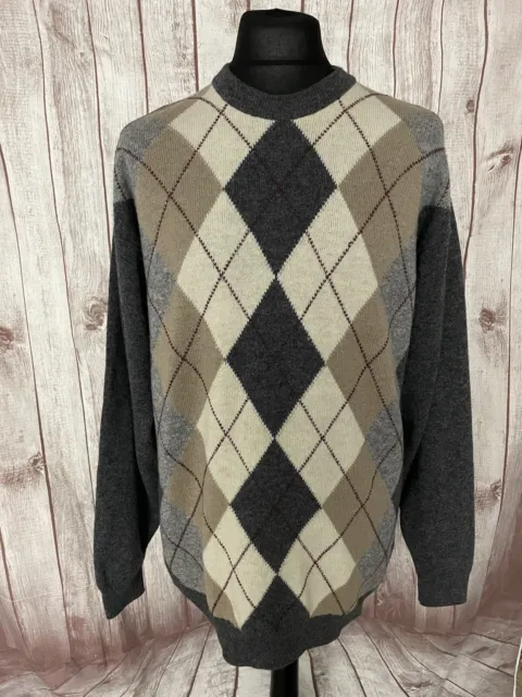 ST MICHAEL M&S Mens Large Wool Golf Jumper Sweater Argyle Diamond Knit ...