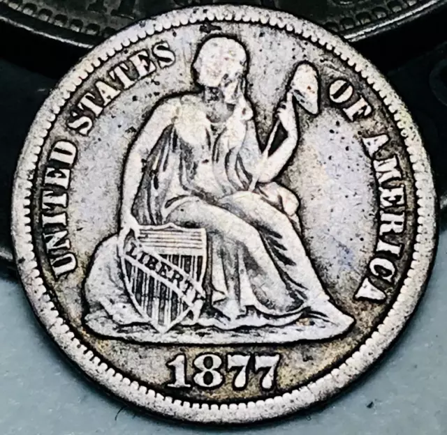 1877 CC Seated Liberty Dime 10c Ungraded Choice US Silver Coin CC21118