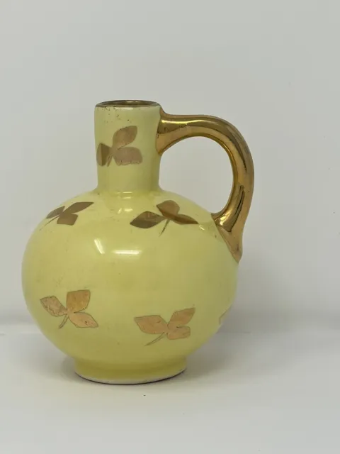 Bud Vase Le Pere Pottery Periwinkle  Yellow w/ Golden Flower Clover  Granny Core