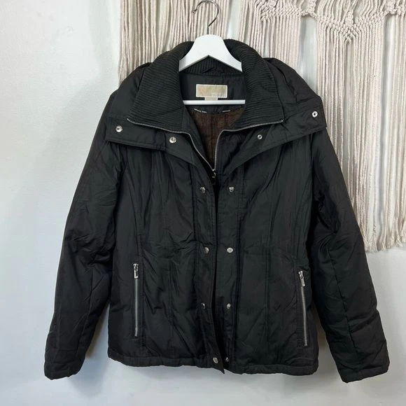 Donna Michael Kors Invernale Parka / Cappotto Medio con Zip con Bottoni Marrone
