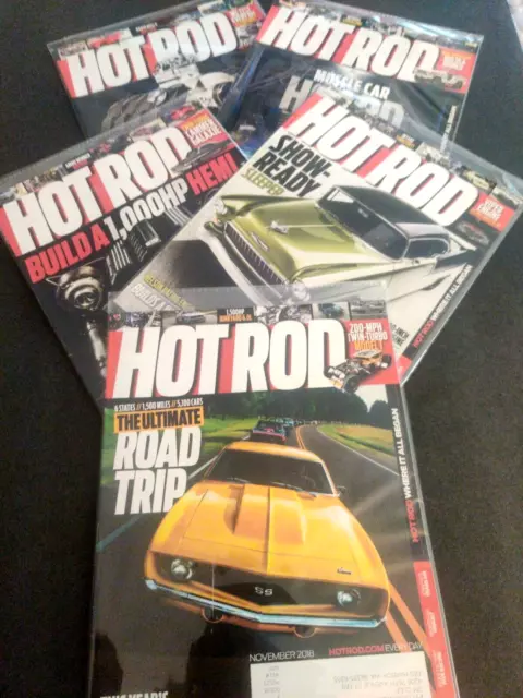 LOT 0F 5) 2018 HOT ROD Magazine  JULY AUG. SEP. OCT. & NOVEMBER Back Issues