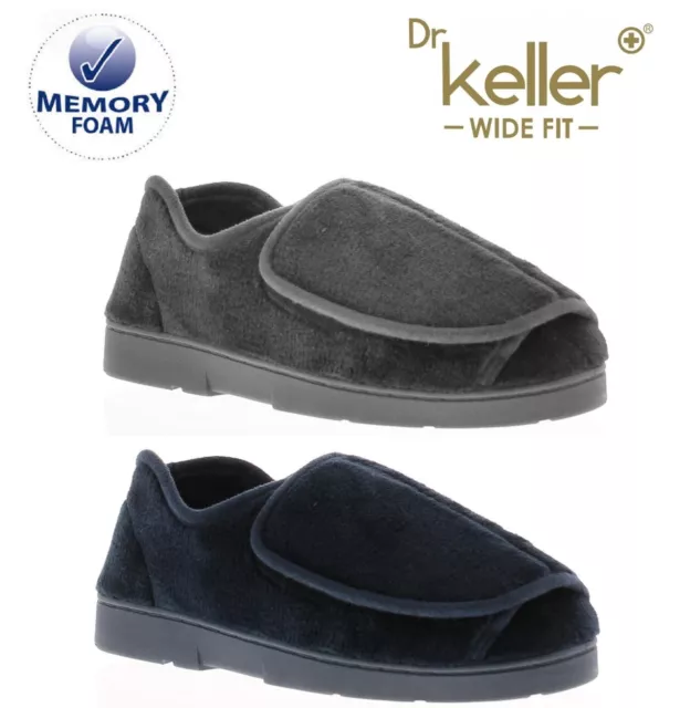 Dr Keller Mens Extra Wide Opening Wide Fit Orthopaedic Diabetic Slippers Size