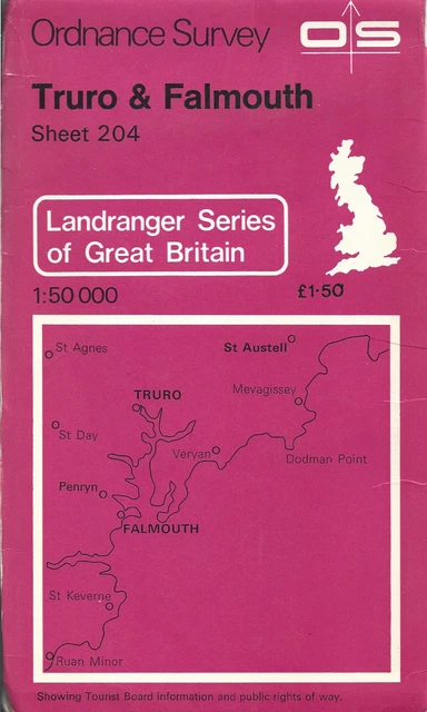 Troro and Falmouth OS Landranger Sheet 204 Paper 1:50000  1979