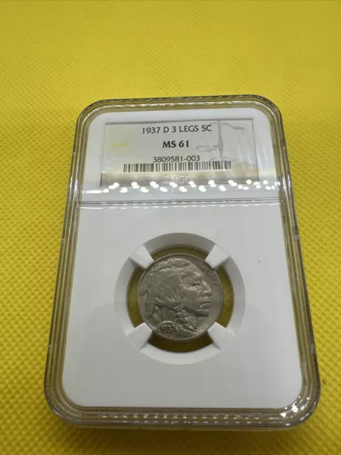 1937-d 3 legs buffalo nickel Ms61