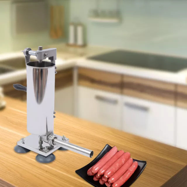 Sausage Stuffer Maker Meat Press Filler Machine Stainless Steel 6.5 LBS, 8 Tubes