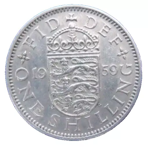 1959 Elizabeth Ii English Reverse Shilling.   W407