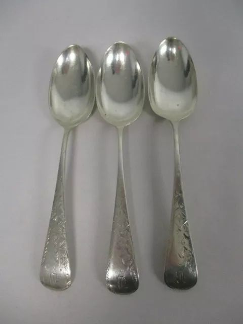 3 1880 Gorham Antique Engraved No. 8 Sterling Silver 8 1/2" Tablespoons