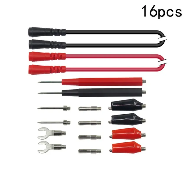 Essential 16 Piece Multimeter Test Leads Set Alligator Cable Clip Included