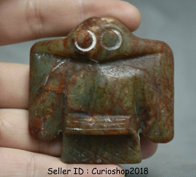 2.4" Old China Neolithic period HongShan jade Hand Carved Eagle Birds Pendant
