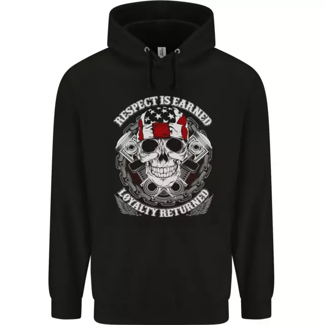 Felpa con cappuccio Respect Earned moto biker uomo 80% cotone