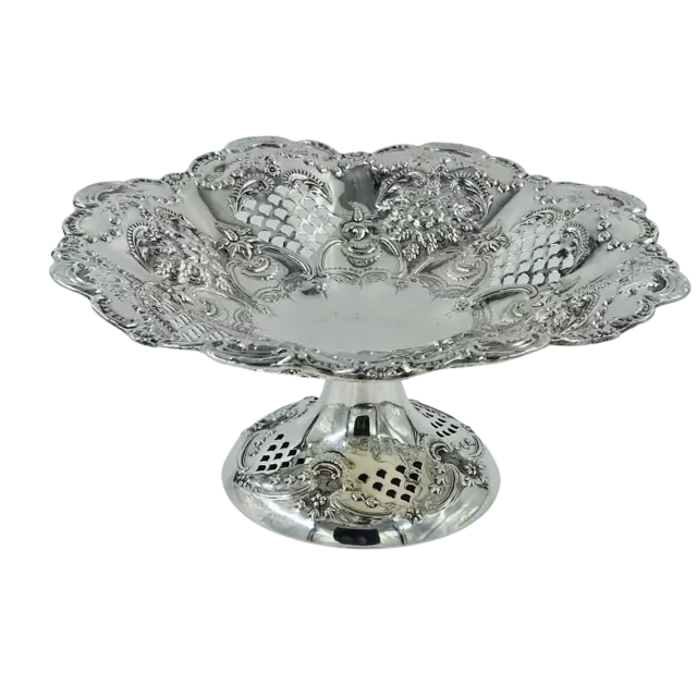 Antica ciotola per piatti argento massiccio splendido Comport 1898 (2133/9/OW0M)