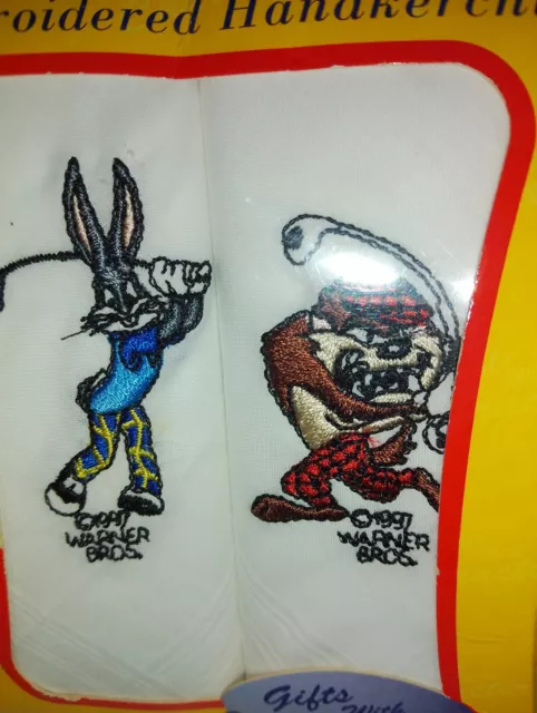 Looney Tunes Golf Handkerchiefs Taz Bugs Bunny Box M&S Warner Bros Vintage 1997 2