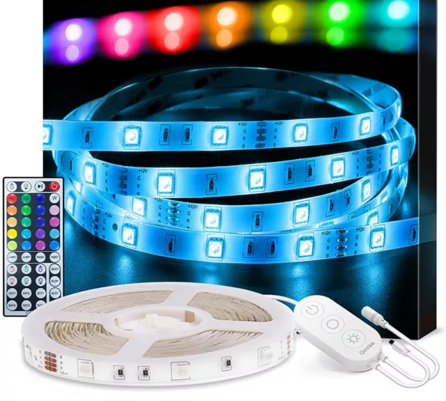 32.8ft RGB LED Strip Lights with Remote Control 20 Colors and Color Changing R/C