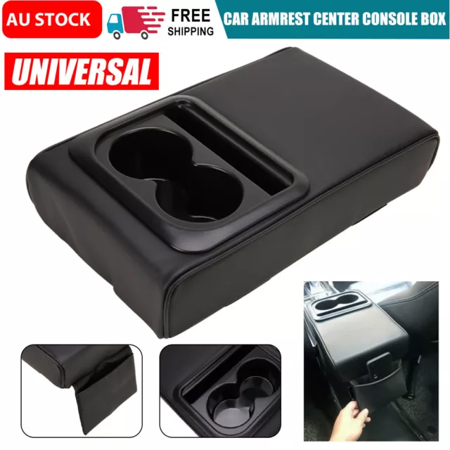 Universal Car Armrest Center Console Box PU Cup Holders Storage Bracket Vehicle