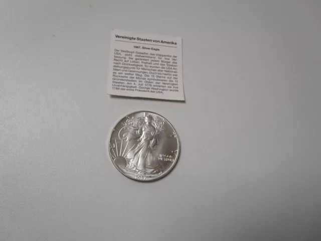 USA 999er Silbermünze ( 1 Oz) One Dollar von 1987 "Silver Eagle"