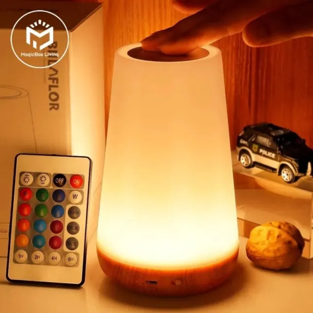 Lampada moderna da comodino/scrivania con ricarica wireless e luci led 13 colori
