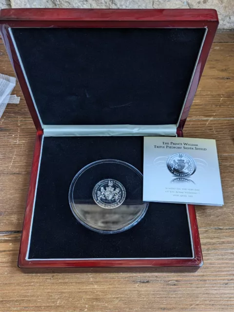 2011 Silver Shield Proof Triple Piedfort Prince William & wedding £5 coin Crown