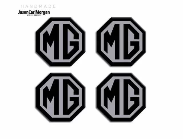 MG TF Car Alloy Wheel Centre Caps Badges 45mm Logo Badge Black Silver 4 Pack