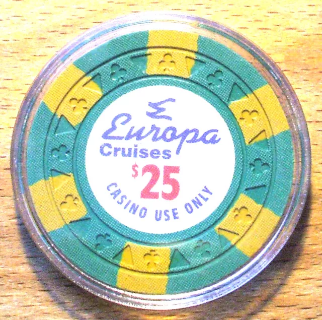 (1) $25. Europa Cruises Casino Chip - Florida - 1991 - TRICLUB Mold