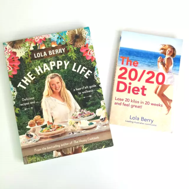 2 x Lola Berry The 20/20 Diet & The Happy Life Paperback Recipes Diet Cookbook